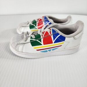 Adidas Superstar Pure Colorful Trefoil White Sneaker‎ Shoes Toddler 9 ART FW4017